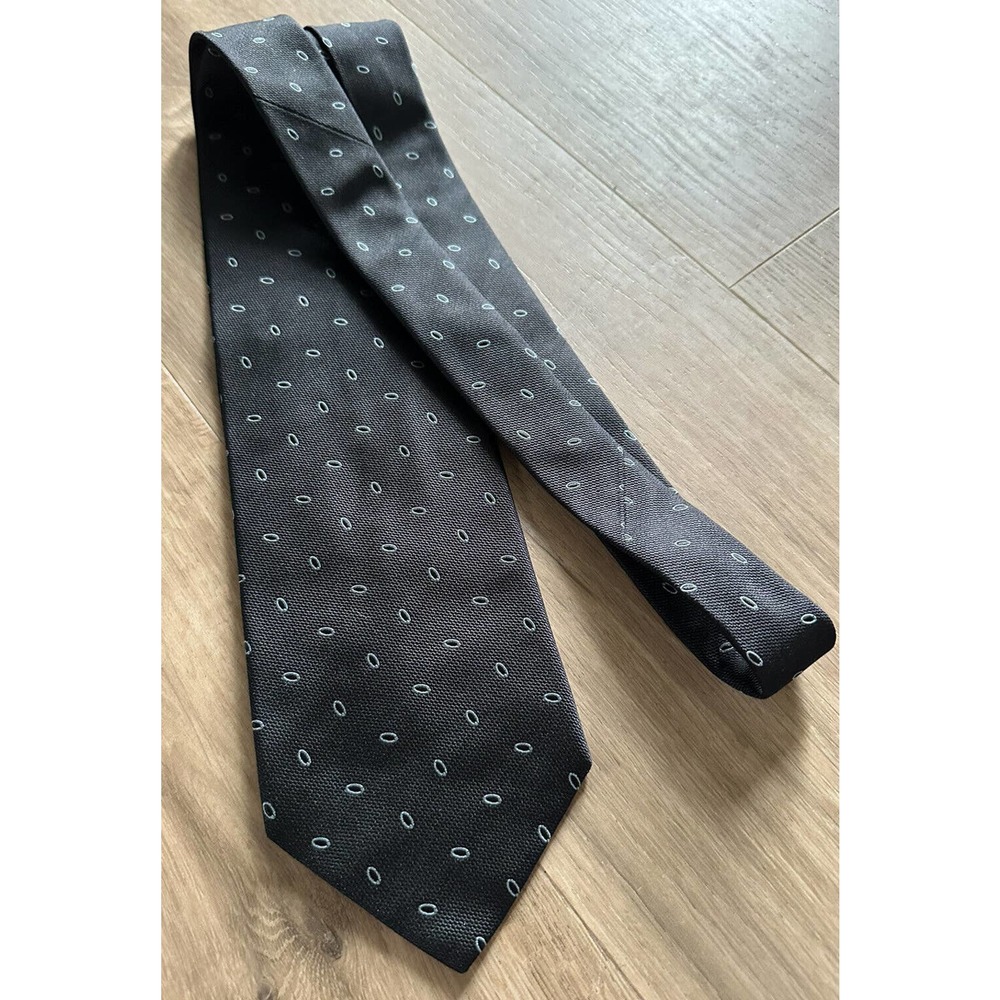 Armani Collezioni navy blue geometric 100% silk tie made in Italy 55 Inches Long